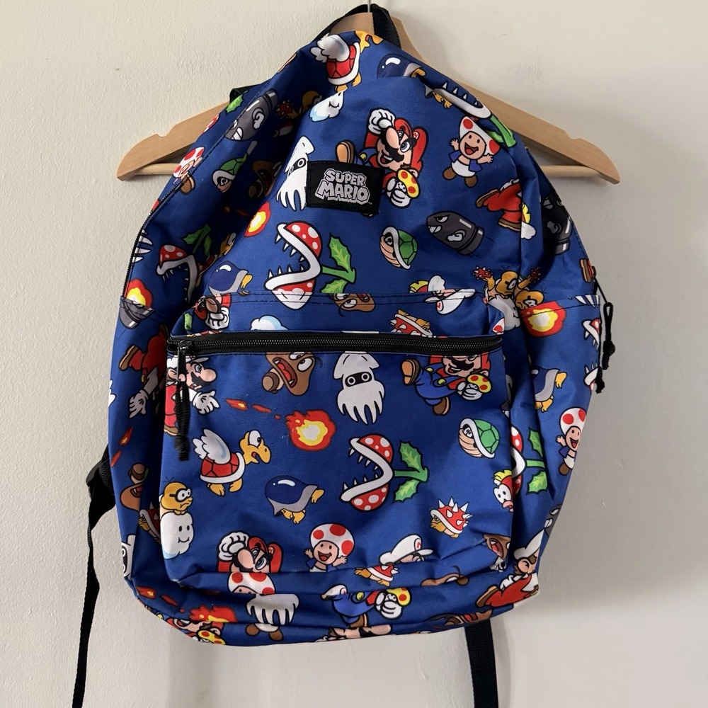 Super Mario Bros Backpack Kids Nintendo Game Blue